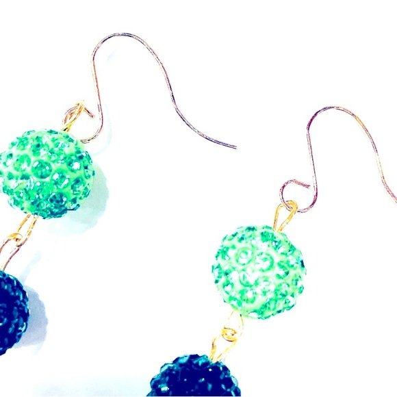 Green Rhinestone Disco Christmas Earrings - Picture 5 of 6